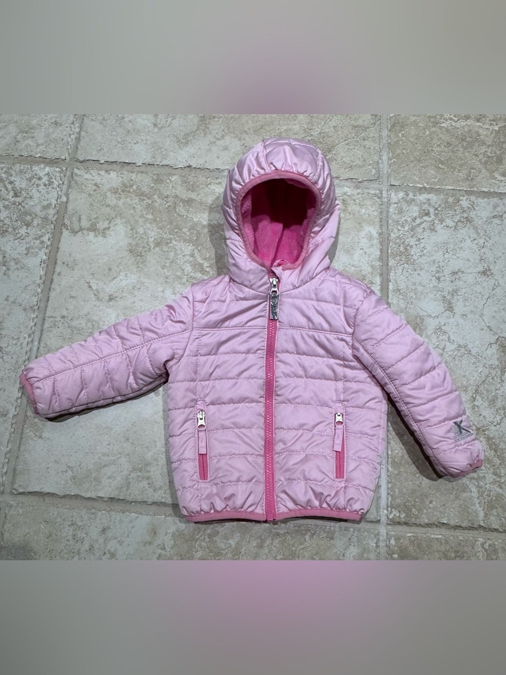 ZeroXposur Girls Pink Quilted Hooded Jacket (Size 18 Months)